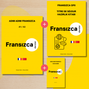 Adım Adım Fransızca A1/A2 + Adım Adım 1000 Fransızca Kelime + Fransızca OFII – Titre de Séjour Hazırlık Kitabı